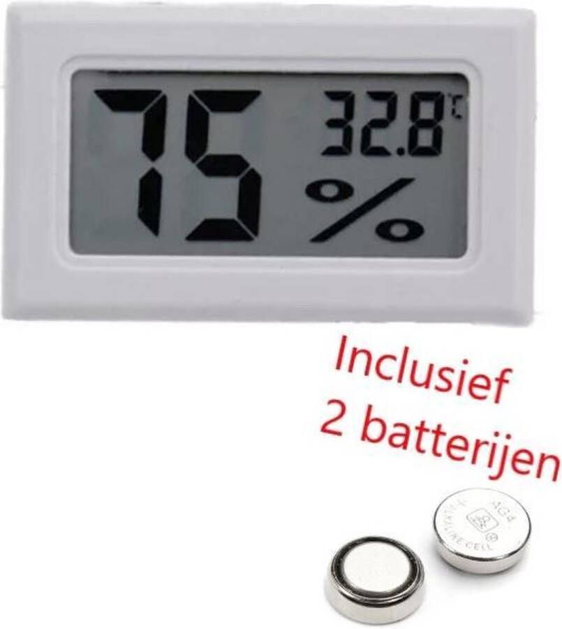 Merkloos Sans marque Hygrometer Met Batterijen Wit Inclusief Thermometer Digitale Luchtvochtigheidsmeter Voor Binnen & Buiten 2 in 1