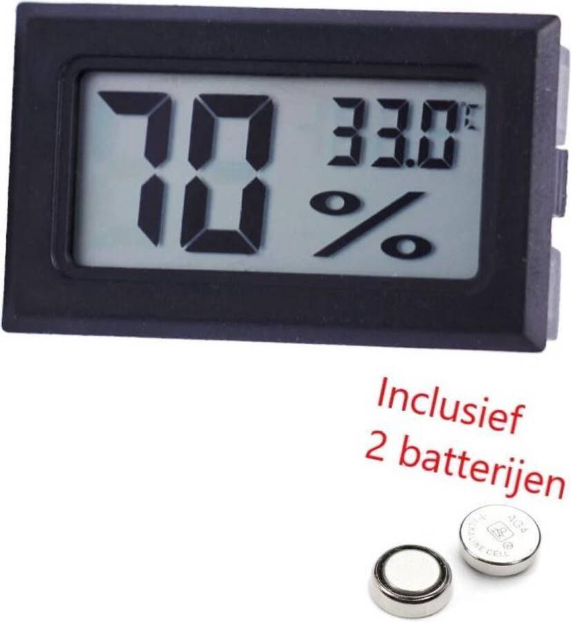 Merkloos Sans marque Hygrometer Met Batterijen Zwart Inclusief Thermometer Digitale Luchtvochtigheidsmeter Voor Binnen & Buiten 2 in 1