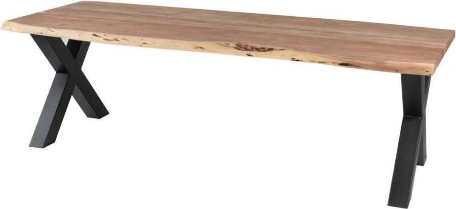 Merkloos Sans marque Industriële Eettafel Boomstamtafel Acacia hout 100x160x79 cm X poot