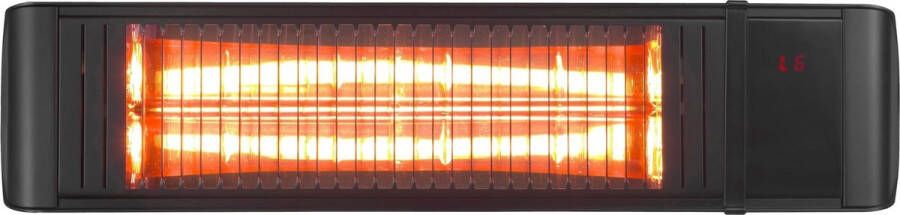 Quality Heating – Heater – Terrasverwarmer hangend – Terrasverwarming elektrisch Infrarood terrasheater Amber low glare Vermogen instelbaar 2000Watt Grijs