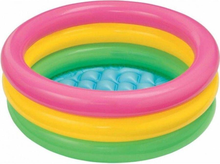 Merkloos Sans marque Intex Baby peuter zwembad 61 cm opblaasbodem roze geel paars babyzwembad