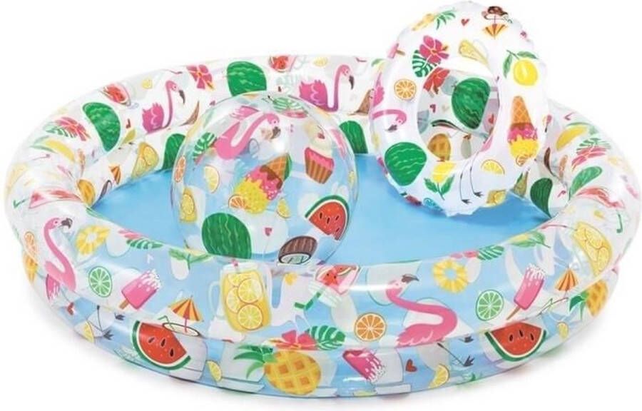 Merkloos Sans marque INTEX KINDER SPEELBAD ZWEMBAD 122 X 25 CM FLAMINGO WATERMELOEN ANANAS