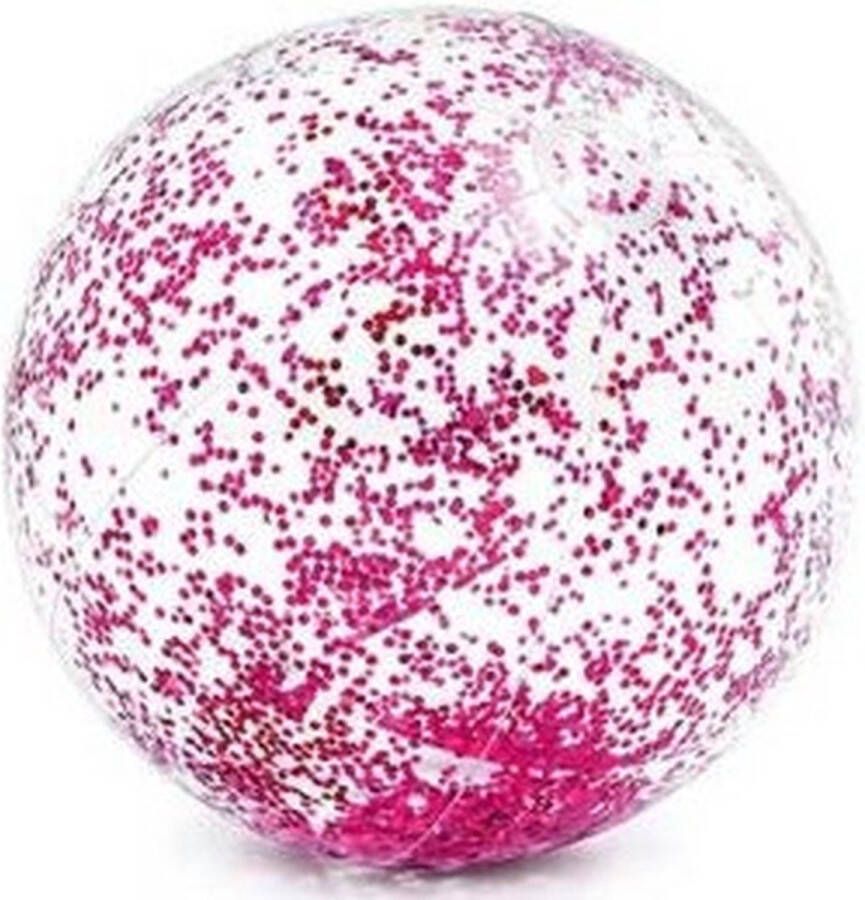 Merkloos Sans marque Intex opblaasbare roze glitter strandbal 51 cm speelgoed Buitenspeelgoed strandballen Opblaasballen Waterspeelgoed