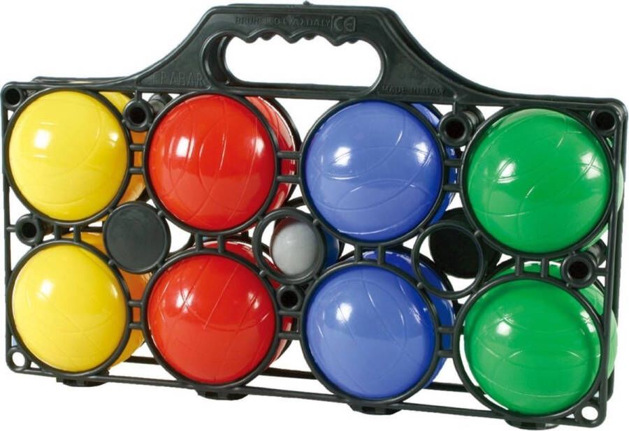 Merkloos Sans marque Jeu de boules set 8 gekleurde ballen 1 but in draagtas Kaatsbal Petanque Cochonnette Boulen Sportief actief buitenspeelgoed