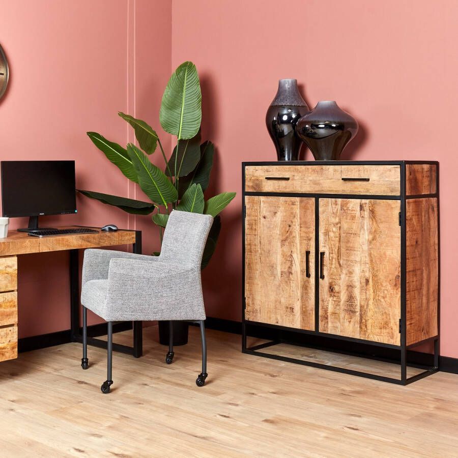 Starfurn Kabinet kast Denver | Mangohout en staal | 100 cm STF-3053