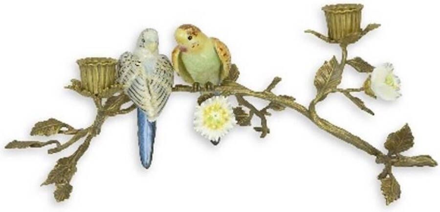 Merkloos Sans marque Kandelaar brons porselein vogels 15 3cm hoog