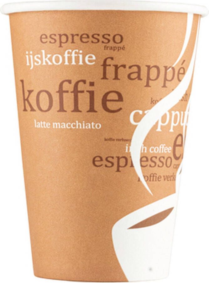 Merkloos Sans marque Kartonnen Koffiebeker 180ml 7oz bruin koffiemotief- 200 Stuks wegwerp papieren bekers drinkbekers milieuvriendelijk