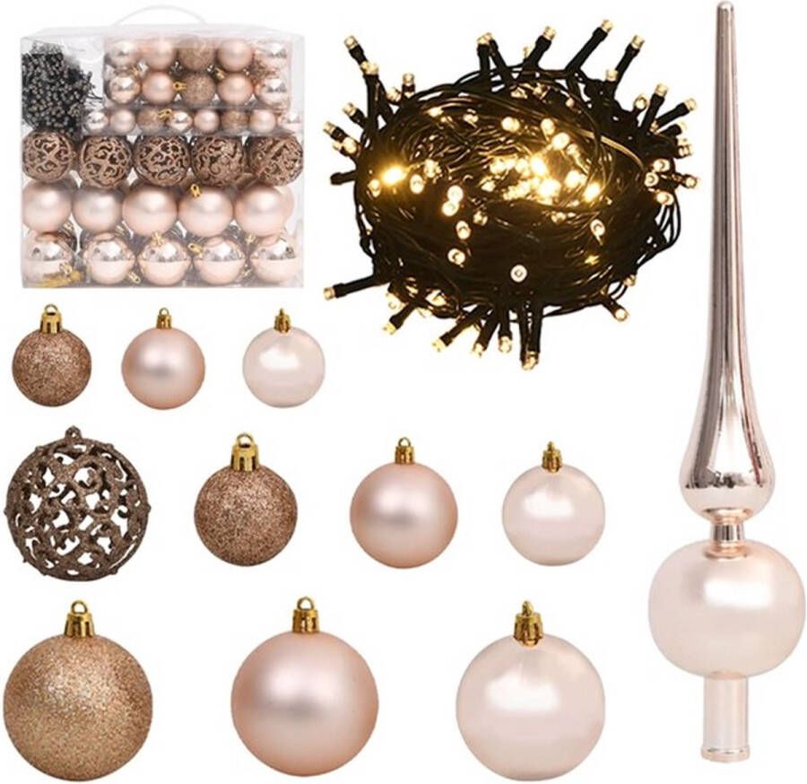 Merkloos Sans marque Kerstboomset Rosé Goud – Lichtsnoer – Kerstballen – Piek | Kerstdecoratie – Decoratie – Kerstboom – Boom versiering | Christmas – Kerstdagen Feestdagen