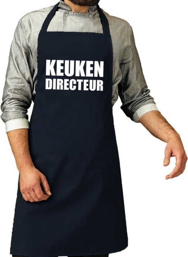Merkloos Sans marque Keuken directeur barbeque schort keukenschort navy blauw voor heren bbq schorten