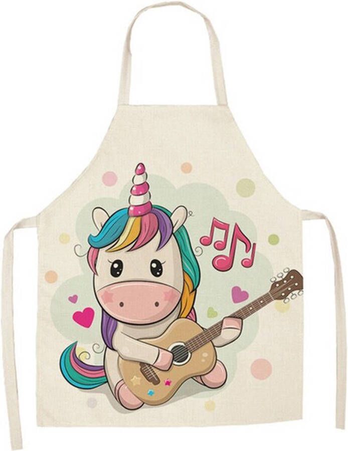 Merkloos Sans marque Keukenschort kinderen Unicorn met gitaar 55 cm *65 cm 6 tot 14 jaar