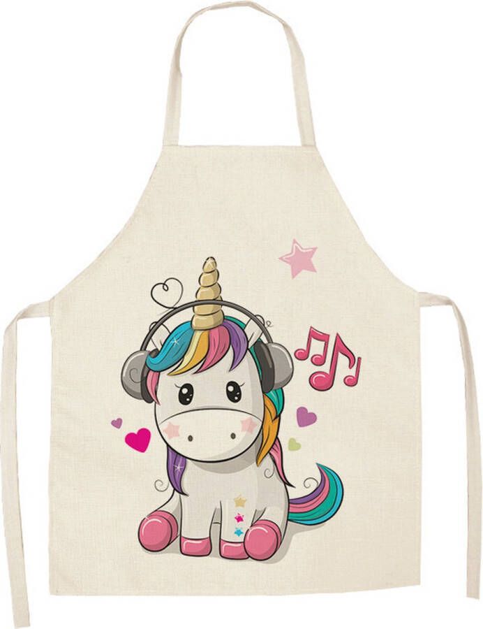 Merkloos Sans marque Keukenschort kinderen Unicorn met hoofdtelefoon 55 cm *65 cm 6 tot 14 jaar