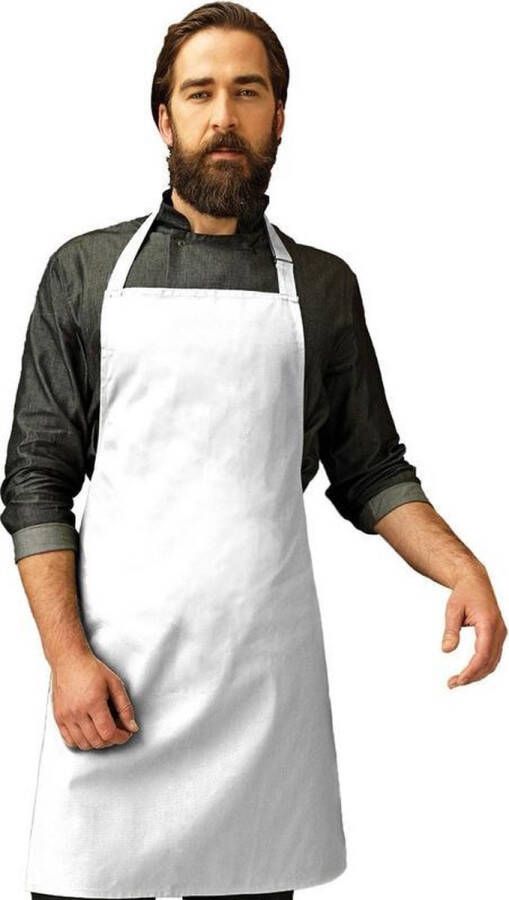 Merkloos Sans marque Keukenschort voor volwassenen wit Barbecueschort wit basic