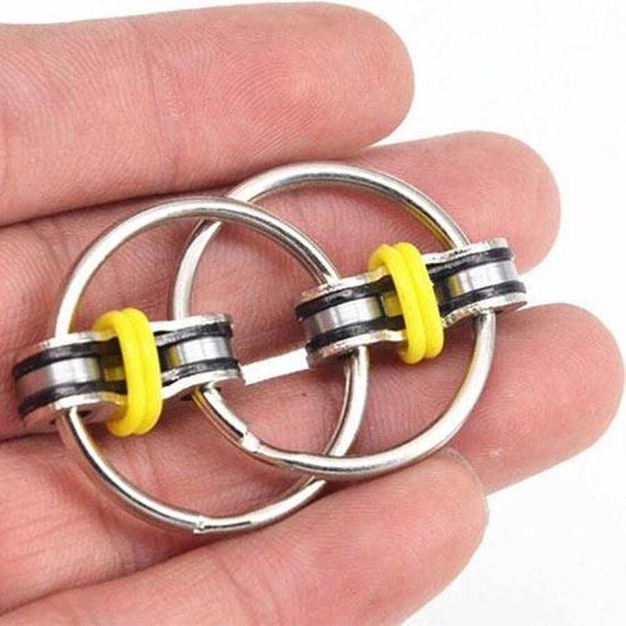 Merkloos Sans marque Key Chain fidget toys friemel ringen sleutel ketting geel Schoencadeautjes sinterklaas
