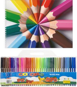 Merkloos Kinder Tekenen Set Van 36 Viltstiften En 2x Schetsboeken Speelgoed Viltstiften