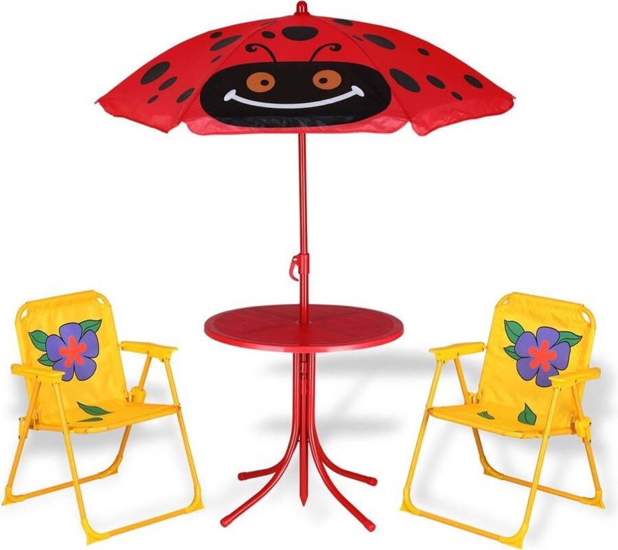 Kinder tuinset kever- 2 stoelen 1 tafel met parasol