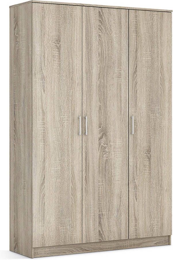Kledingkast Loek Sonoma Breedte 120 cm Hoogte 180 cm Diepte 54 cm Met planken Met openslaande deuren