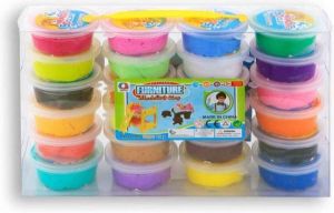 Merkloos Sans marque Kleiset met 24x kleuren klei potjes 20 gram Creatief speelgoed Knutselen Knutselmateriaal Kleien