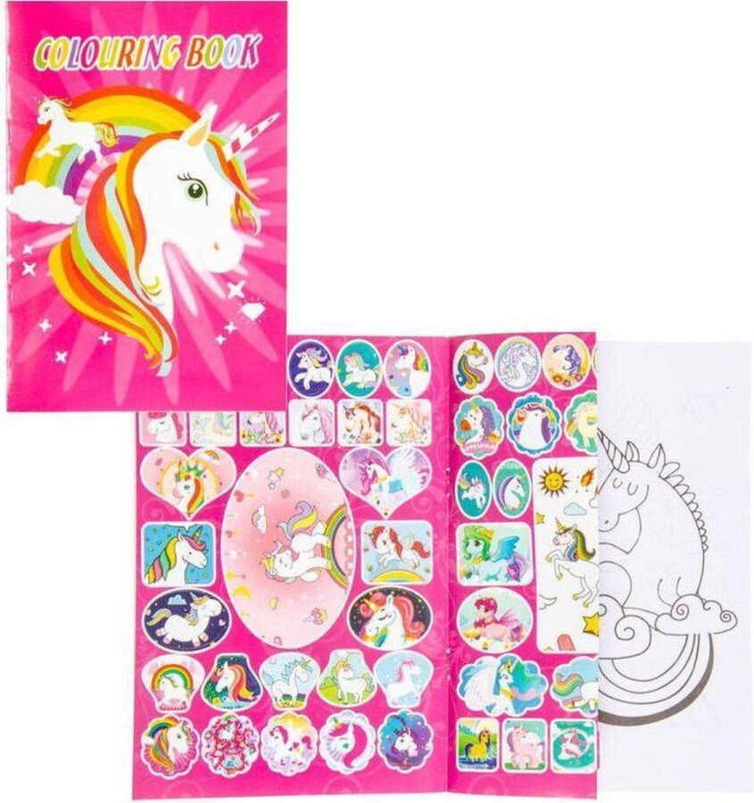 Merkloos Sans marque Kleurboek met stickers unicorn eenhoorn 20x14 cm
