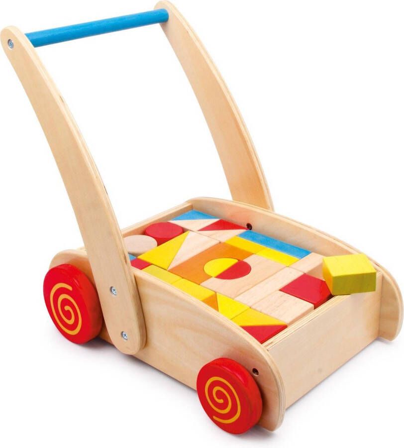 Merkloos Sans marque Kleurrijke blokkenkar hout 33 delig beukenhout Speelgoed vanaf 1 jaar