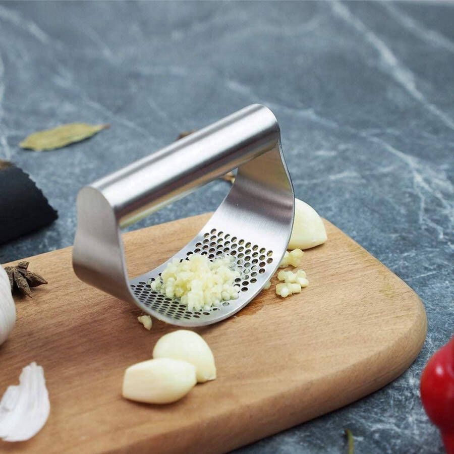 Merkloos Sans marque Knoflookpers set | Gemberpers | Garlic press | 100 % Premium RVS | Roestvrij staal | Schiller | Perser | Maler | Kookgerei | Keuken & koken