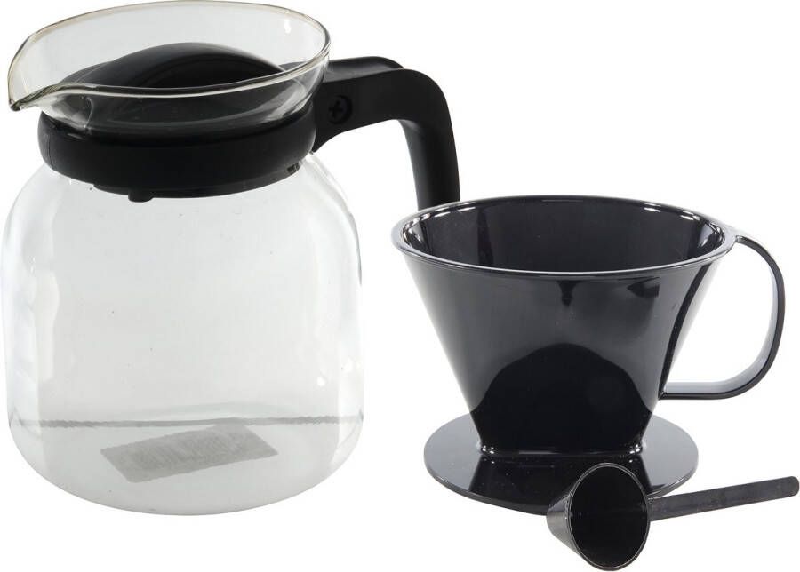 Merkloos Sans marque Koffiepot van Glas 1.2 Liter Inclusief Filterhouder en Maatschepje