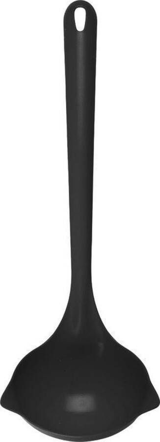 Merkloos Sans marque Kunststof lepel opscheplepel zwart 30 cm keukengerei- Kookbenodigdheden Kookgerei Zwarte soeplepels juslepels van plastic