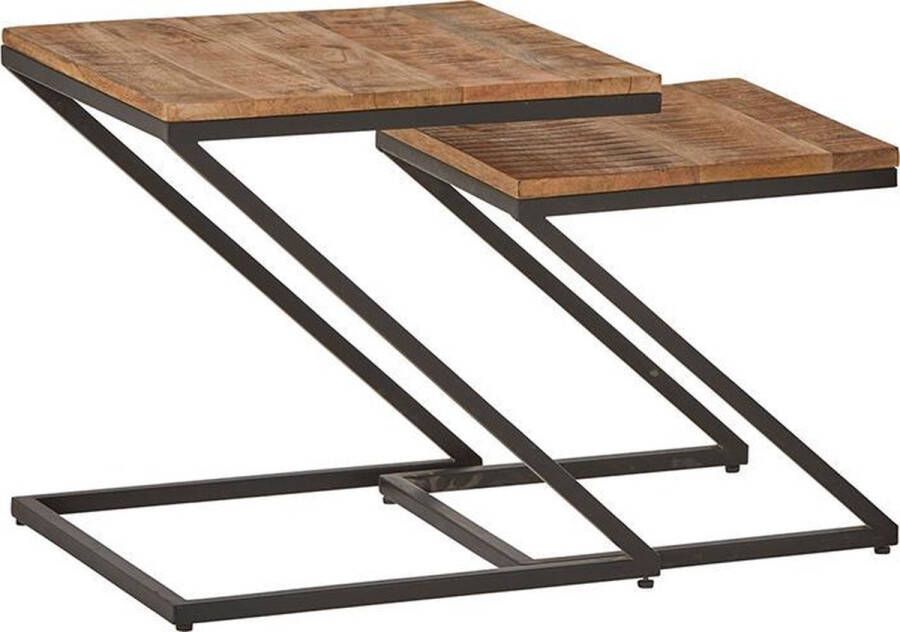 Salontafel set Z vormig Laos Mango Vierkant 50x50cm Hoogte 50 cm