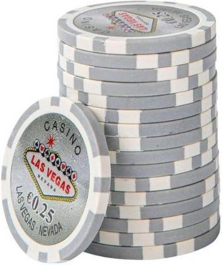 Mec Las Vegas Poker Chips €0 25 grijs (25 stuks) pokerchips pokerfiches ABS chips pokerspel pokerset poker set