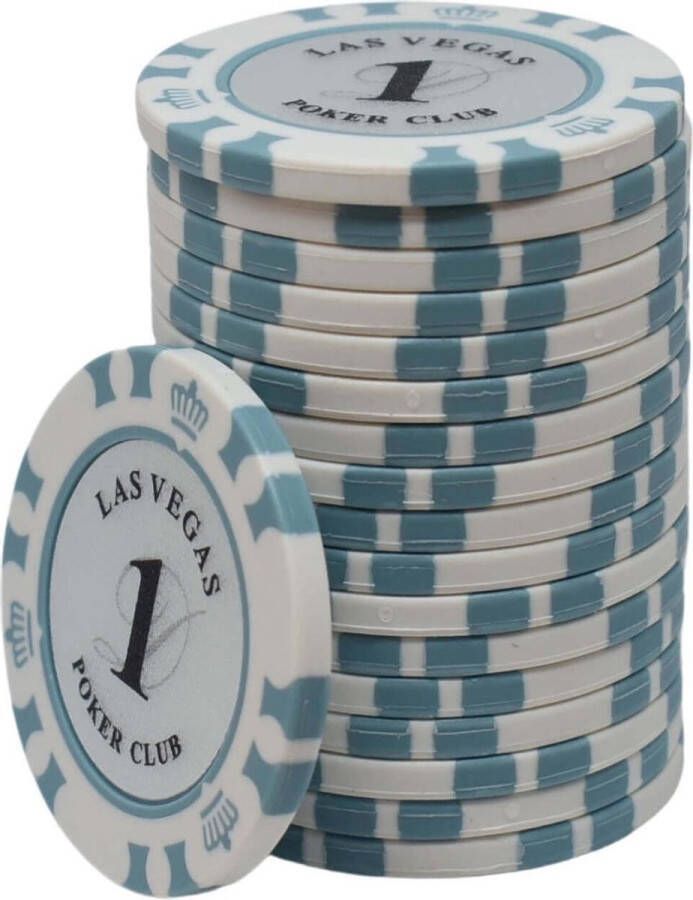Mec Las Vegas poker club Poker Chips 1 lichtgrijs (25 stuks) pokerfiches poker fiches clay chips pokerspel pokerset poker set