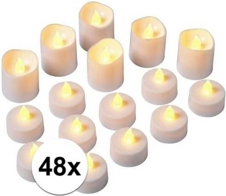 Merkloos LED theelichtjes waxinelichtjes 48 stuks flakkerend LED kaarsen