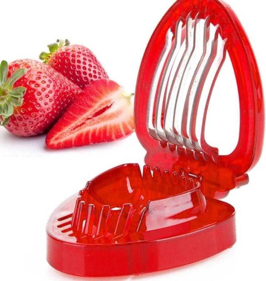 Let op type!! Keukenmes Tool kunststof aardbei Slicer Fruit met RVS Blade(Red)