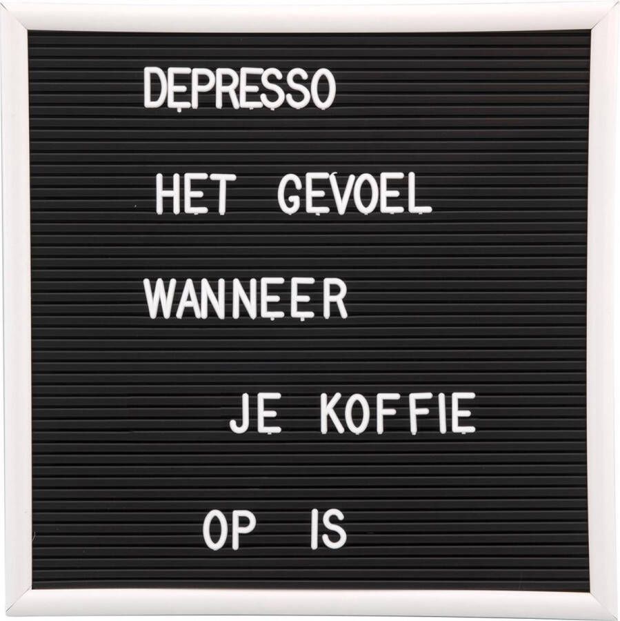 Merkloos Sans marque Letterbord 30x30cm. Zwart | Memobord. 145 Witte letters | Woonkamer Decoratie
