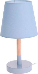 Merkloos Sans marque Lichtblauwe tafellamp schemerlamp hout metaal 23 cm Woondecoratie lamp op metalen voet lichtblauw