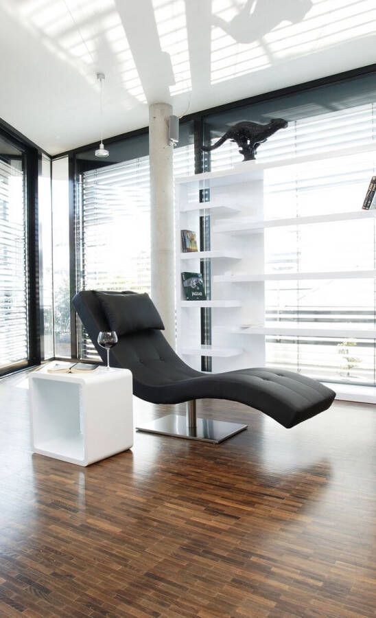 SalesFever Relaxfauteuil met nekkussen stretcher met moderne metalen voet