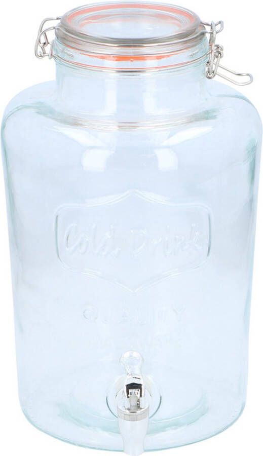 Merkloos Sans marque Limonade water dispenser van glas met dop van 8 liter met tapkraantje Super handig