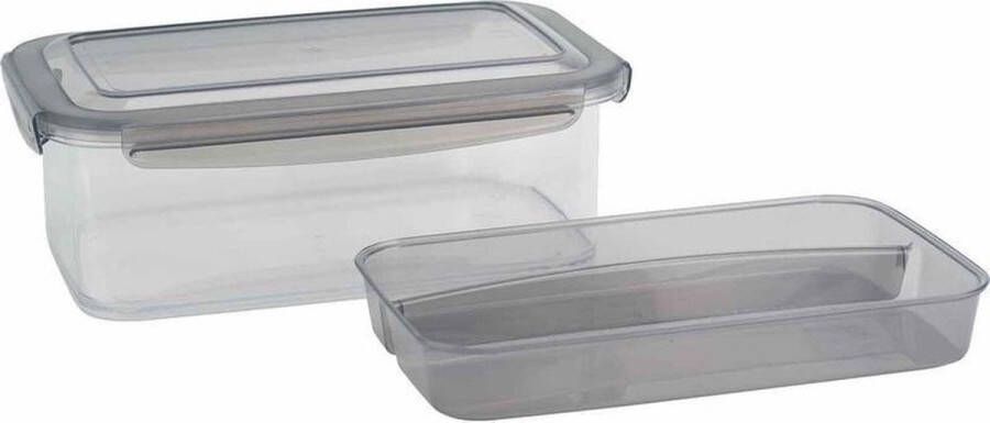 Merkloos Sans marque Lunchbox met (bestek) bakje Antraciet 1 9L 24 x 15 2 x 8 cm Voedselbewaar trommel broodtrommel