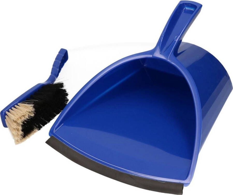 Merkloos Sans marque Luxe jumbo stoffer en blik met kap blauw 32 x 28 cm schoonmaakartikelen stofblikset