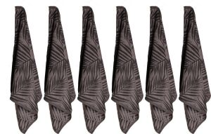 Merkloos Sans marque Luxe theedoeken 6 stuks patroon palmblad grijs 60x65cm