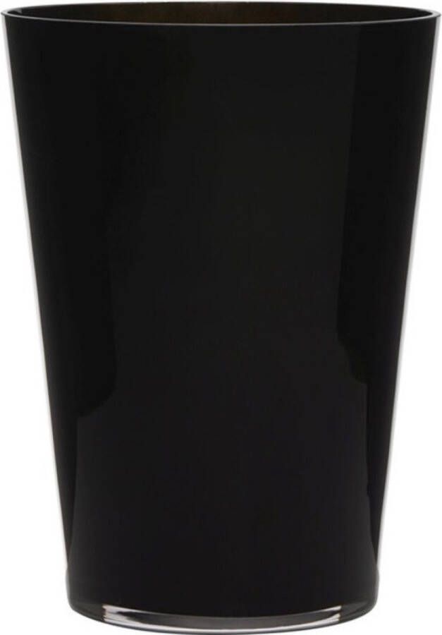 Merkloos Sans marque Luxe zwarte conische stijlvolle vaas vazen van glas 30 x 22 cm Bloemen boeketten vaas voor binnen gebruik