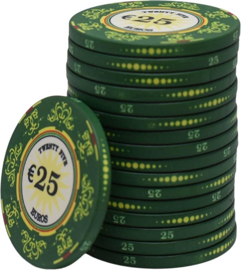 Mec Macau deluxe keramische cashgame poker chips €25 groen (25 stuks) pokerchips pokerfiches poker fiches keramisch pokerspel pokerset poker set