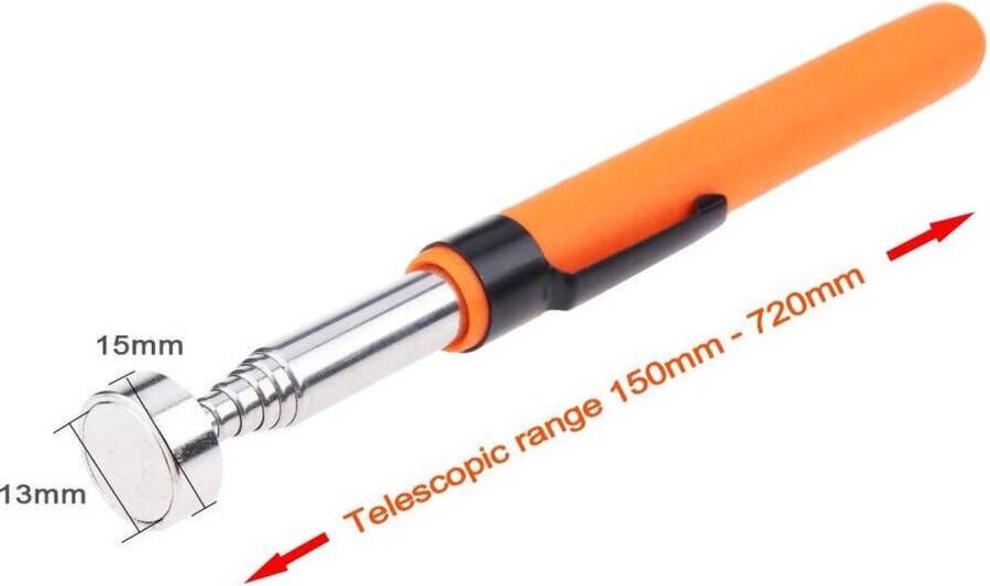 Merkloos Sans marque Magneet Pen Magneetpen Telescopisch Magneet Verstelbaar Uitschuifbaar Lang Bereik Gereedschap Handig Oranje