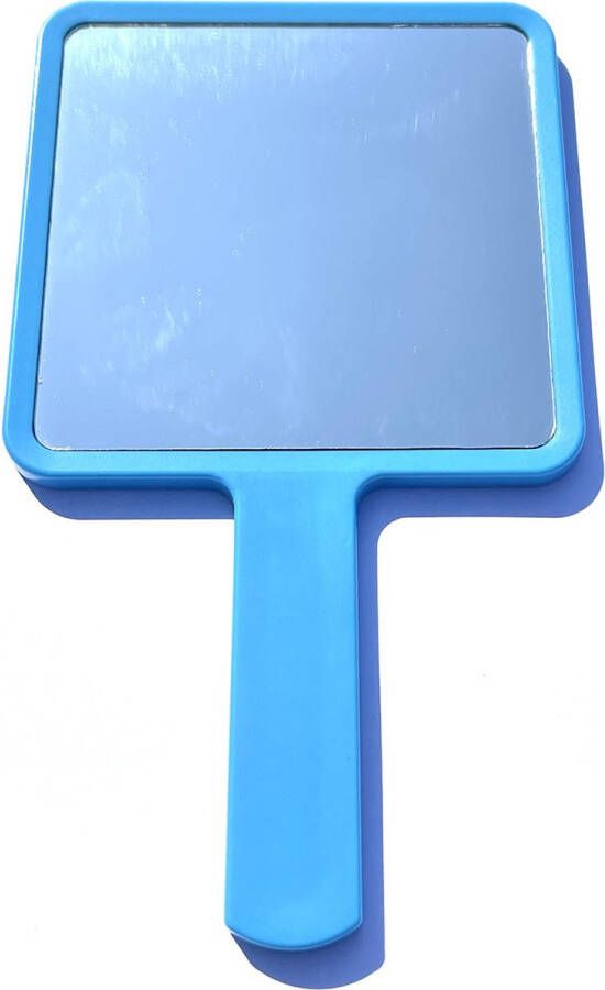 Merkloos Sans marque Make-Up Spiegel Handspiegel met Handvat Klein Compact Handzaam 8 0 X 8 0 cm Spiegeloppervlak Blauw