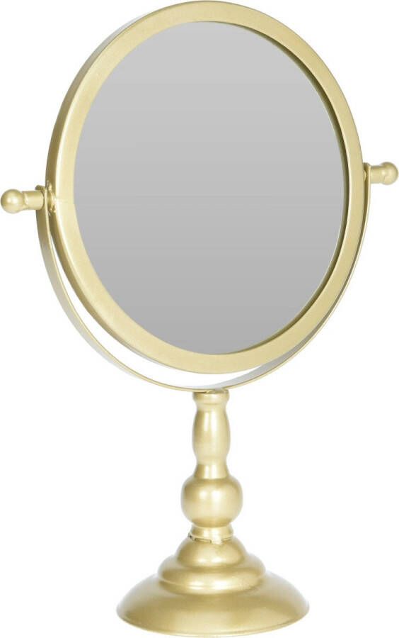 Merkloos Make-up spiegel scheerspiegel op voet 25 x 10 x 33 cm goud Make-up spiegeltjes