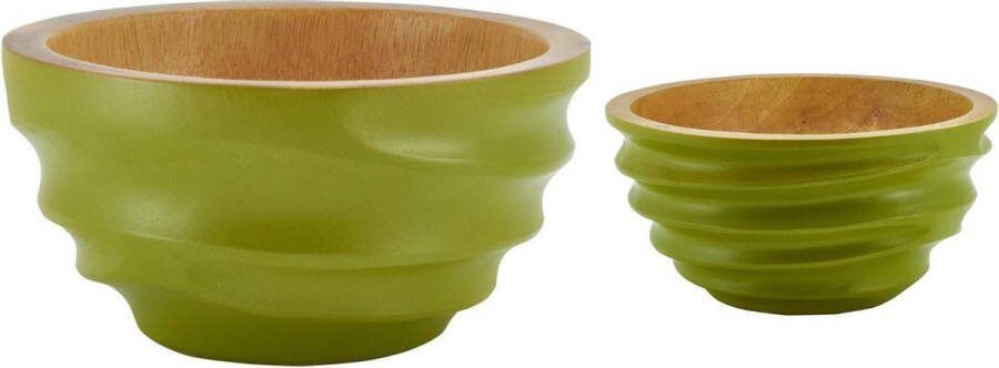 Mango houten Fruitschaal Decoratie Schaal kom Avocado Groen Duurzaam Ecologisch Handgemaakt 2 Stuks