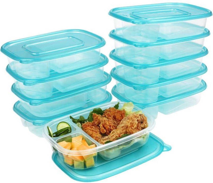 Merkloos Sans marque Meal Prep Bakjes Lunchbox Vershoudbakjes Set van 10 Magnetron Diepvries & Vaatwasser Bestendig BPA vrij