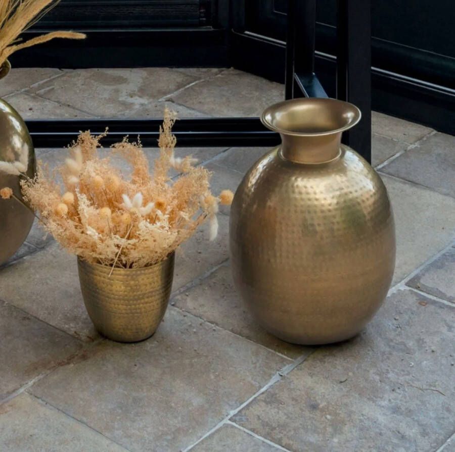 Merkloos Sans marque Metalen bewerkte vaas kleur goud hoogte 40 cm ¸ 30 cm