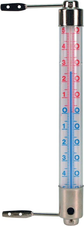Merkloos Metalen thermometer transparant voor buiten 20 cm Buitenthermometers