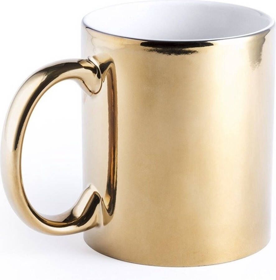 Merkloos Sans marque Metallic gouden koffiebeker theemok keramisch 350 ml Servies Bekers mokken