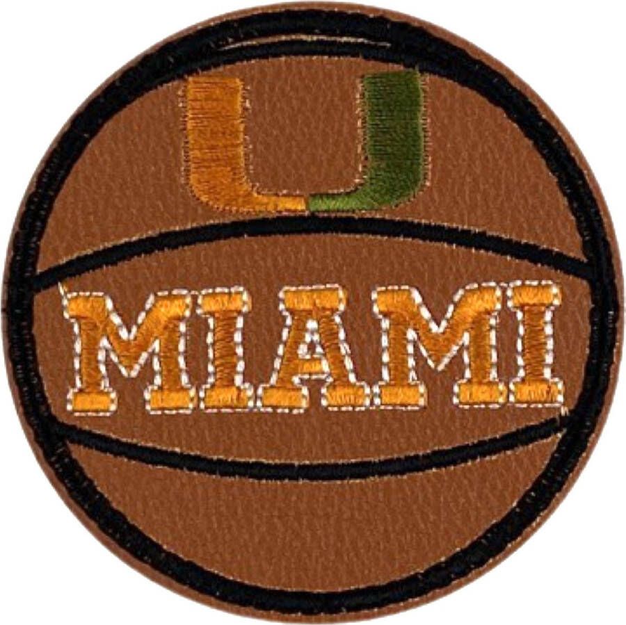 MegaMooi.nl Miami Basketbal Strijk Embleem Patch 6.8 cm 6.8 cm Bruin Oranje