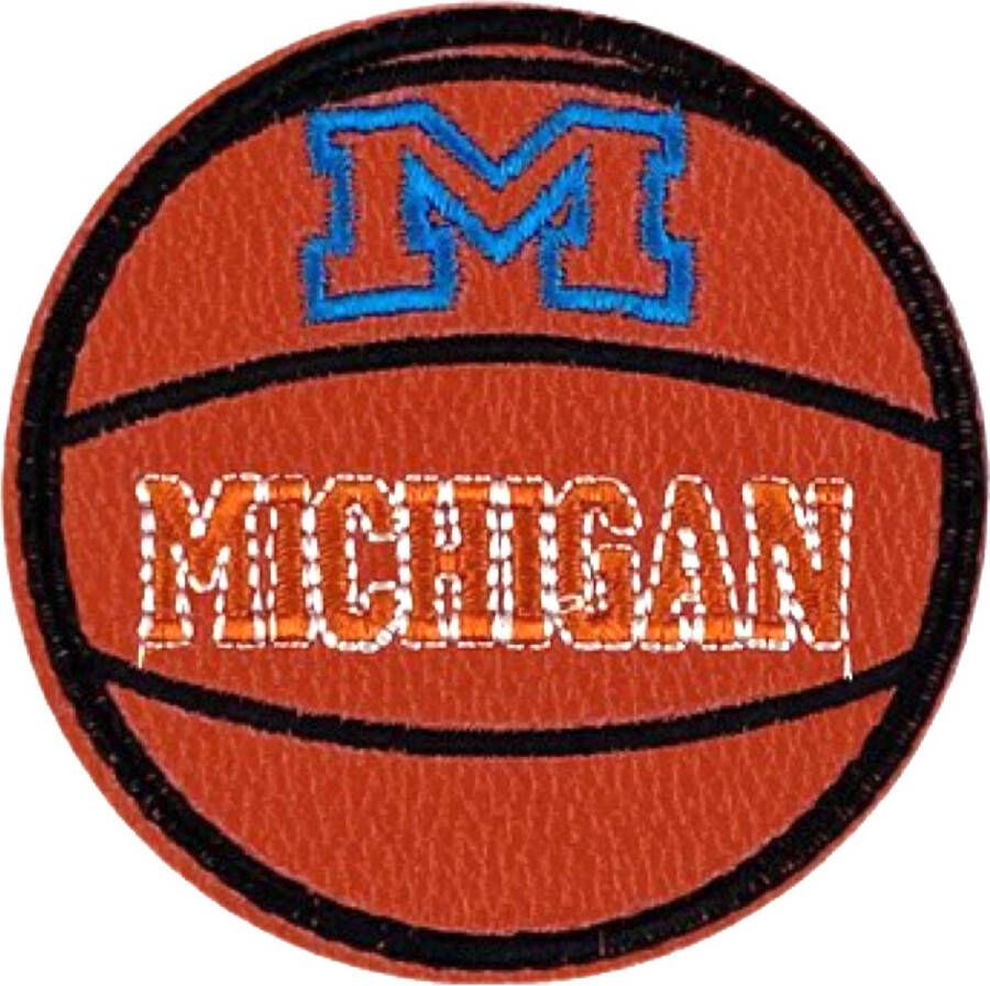 MegaMooi.nl Basketbal Michigan Strijk Embleem Patch 6.8 cm 6.8 cm Oranje Zwart Blauw